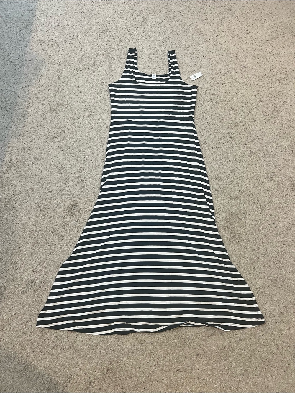 Old Navy Black & White Striped Tank Maxi Dress